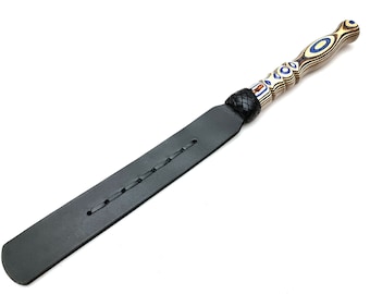 Handmade Split Leather Paddle with Wood Handle - 20.5 Inch