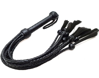 Handmade Leather Flogger – Plaited Handle, Thuddy Cat o' Nine Tails