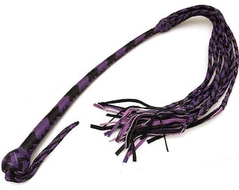 Braided Leather Flogger – 38" Long Purple Whip