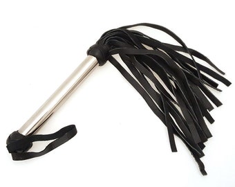 Handmade Suede Leather Flogger: Metal Handle, 14.5 Inch