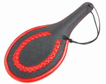 Handmade Heavy Duty Leather Paddle Spanker with Wrist Strap