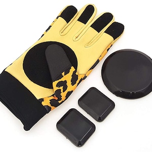 Quality Soft Genuine Deerskin Leopard Pattern Skateboard Gloves - Longboard Gloves - Free ride Gloves - Longboard Slide Gloves.