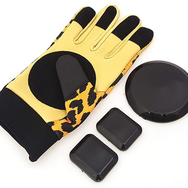 Quality Soft Genuine Deerskin Leopard Pattern Skateboard Gloves - Longboard Gloves - Free ride Gloves - Longboard Slide Gloves.