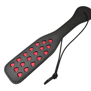 Leather Paddle – Heart Cutout Spanker with Wrist Strap