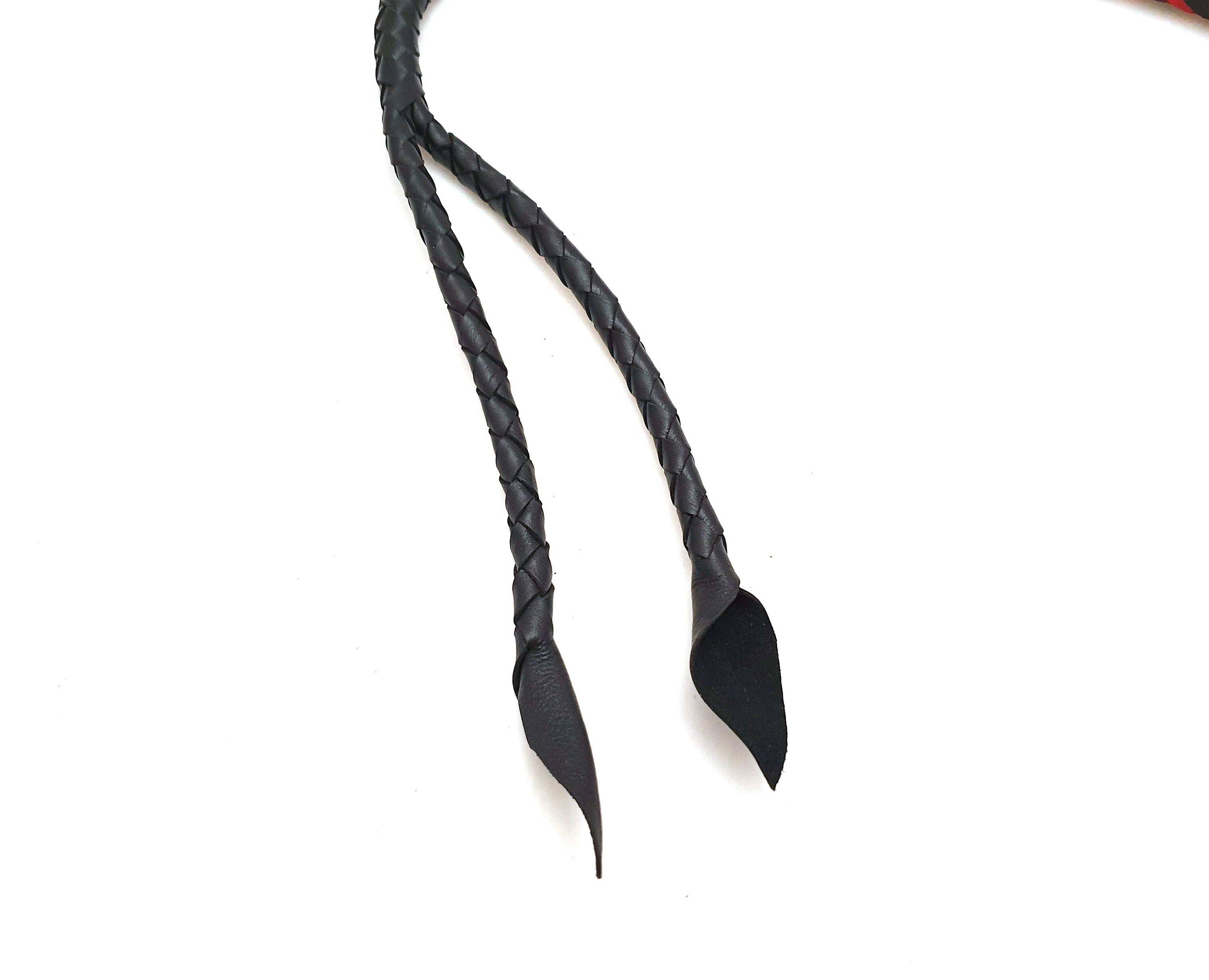 Frusta In Pelle Nera Da 6 Piedi - Design Intrecciato, Accessorio Per
