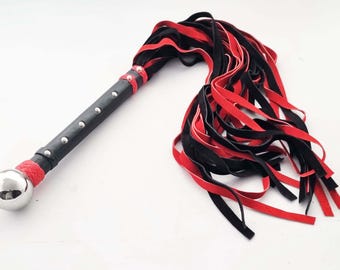 Handmade Leather Flogger – Red & Black Genuine Leather Flogger.