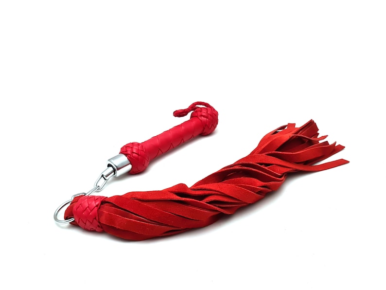 Leather Flogger, Red Leather Revolving Flogger - Whip - Bdsm Flogger