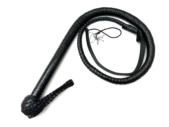 04 Ft Bull Whip - Leather Bullwhip - Black Leather Whip - Cosplay Whip - Cat Whip - Flogger Whip - Flog Whip - Tawse - Indiana Jones Whip