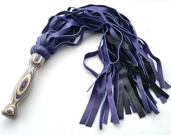 Handmade Leather Flogger – Wooden Handle, Sensual Kink Toy
