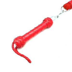 Leather Flogger, Red Leather Revolving Flogger - Whip - Bdsm Flogger
