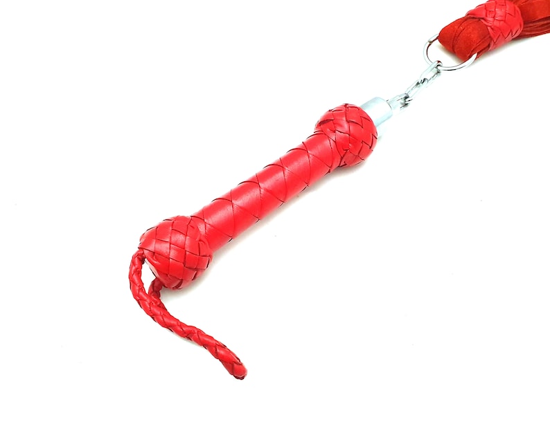Leather Flogger, Red Leather Revolving Flogger - Whip - Bdsm Flogger
