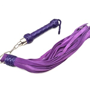 Leather Flogger, Purple Leather Revolving Flogger - Whip - Bdsm Flogger