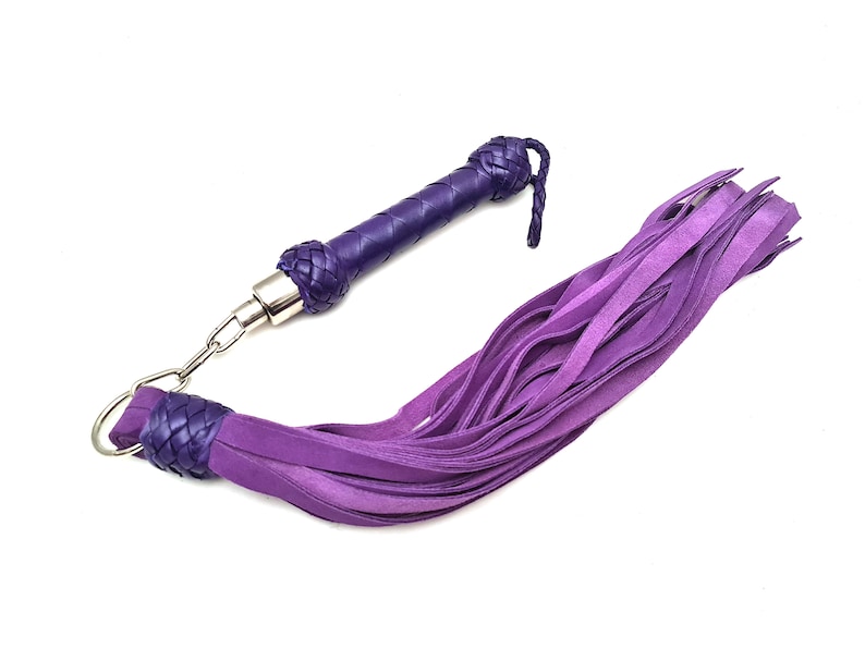 Leather Flogger, Purple Leather Revolving Flogger - Whip - Bdsm Flogger