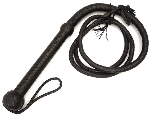 8 ft 4 plait Black and Tan Leather Bullwhip Western Swivel Handle Cosplay Whip 