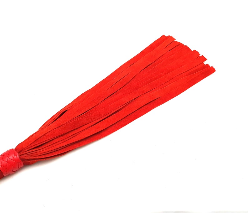 Leather Flogger, Red Leather Revolving Flogger - Whip - Bdsm Flogger