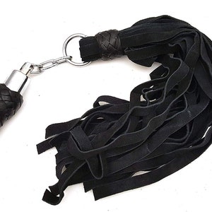 Leather Flogger, Black Leather Revolving Flogger - Whip - Bdsm Flogger