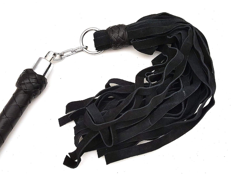 Leather Flogger, Black Leather Revolving Flogger - Whip - Bdsm Flogger