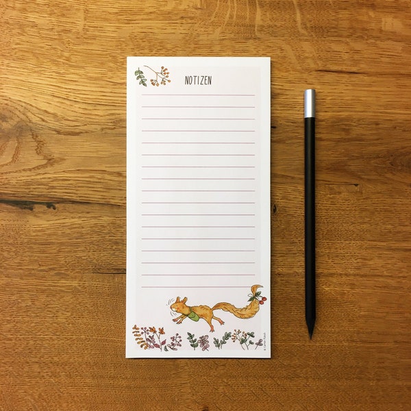 Notepad with magnet and magnetic pen - fridge pad, shopping list