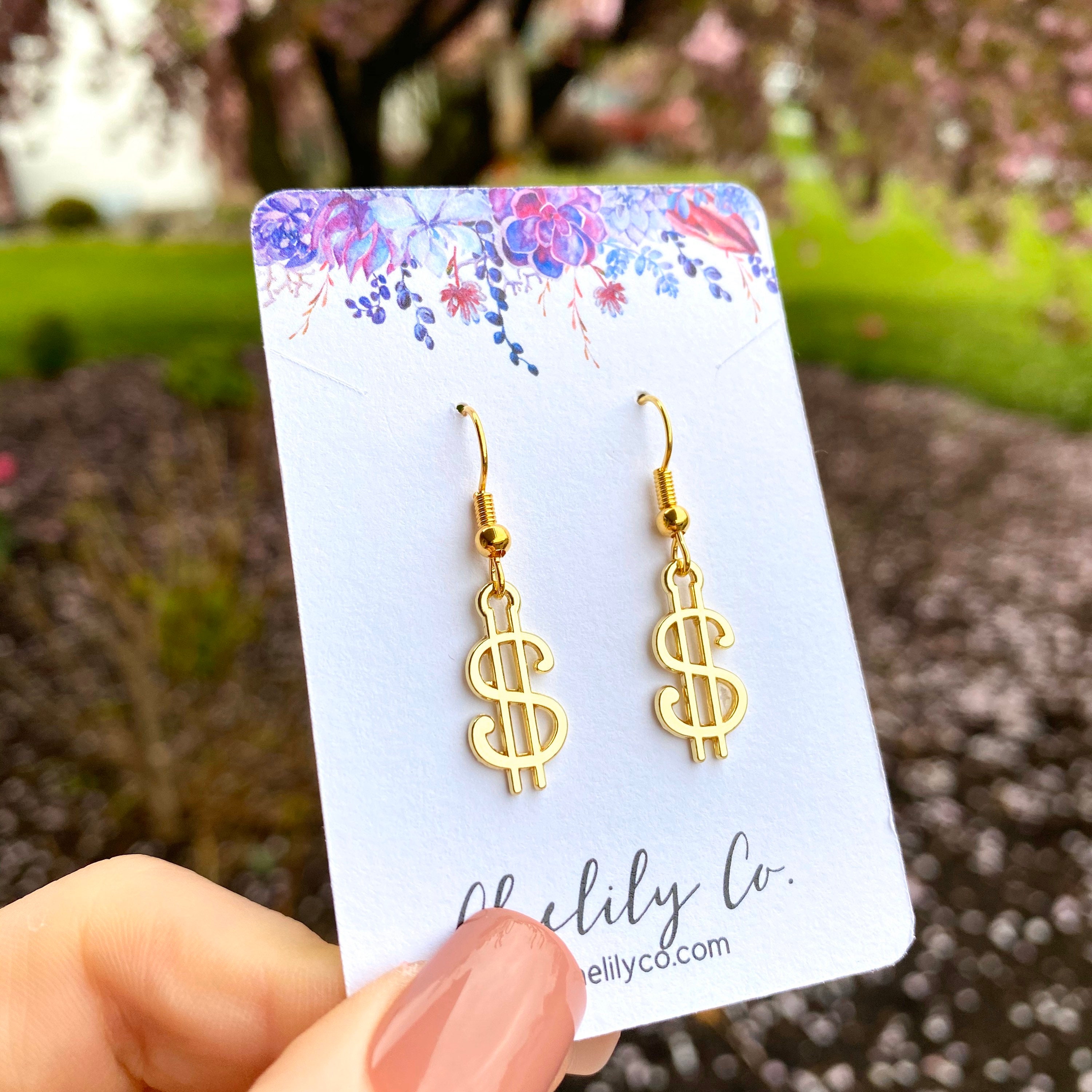 Money Sign Earrings Gold Dollar/ Cash Earring Etsy