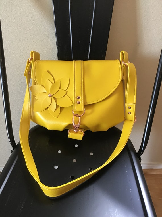 Camilla Crossbody Bag in Bright Yellow Vinyl 