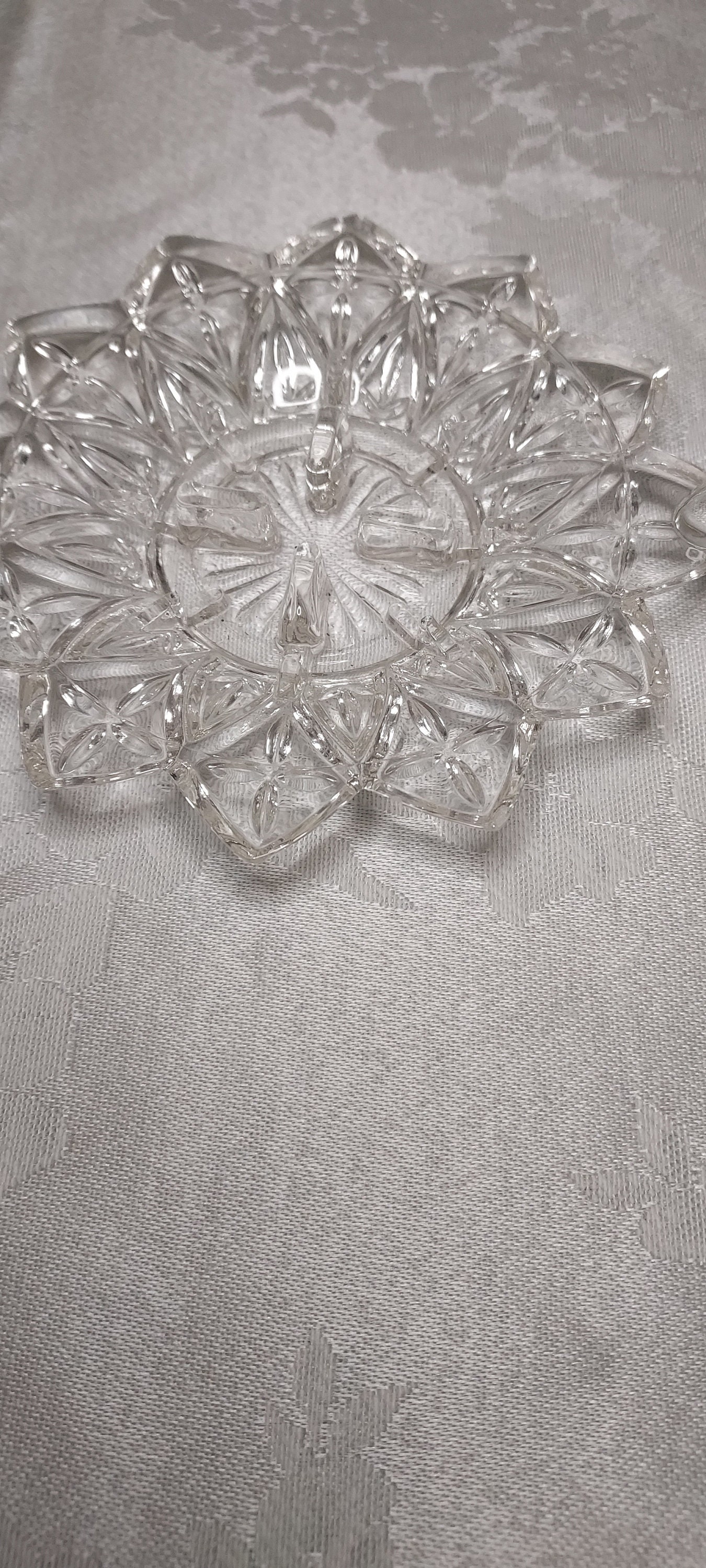 Vintage Federal Clear Glass Petal Line 2829 Candle Holder/carrier