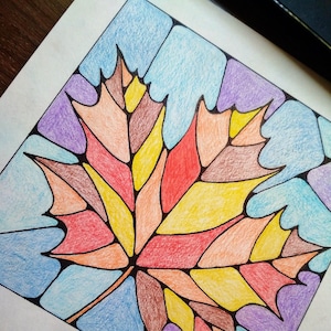 Maple leaf picture Kids activity pack Drawing leaves pencils step by step painting lessons Digital Download Printable Autumn October pattern