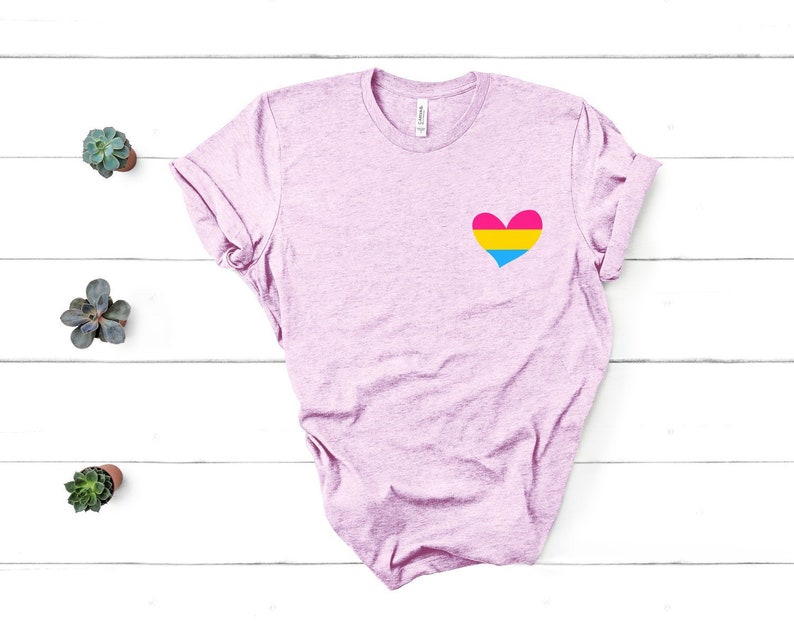 Pansexual, Pocket T-Shirt, Pansexuality, Ranibow Flag Heart, Genderqueer, Gay Pride Shirt, Teens Tshirt, Feminism T Shirt, Lesbian Tee 