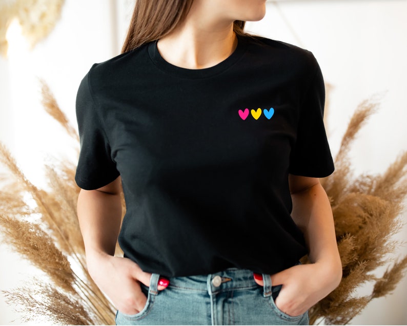 Pansexual Shirt Pride T-Shirt Pan Pride Hearts Tshirt For Men And Women 