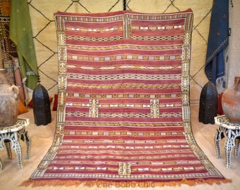 Vintage Taznakht Moroccan Rug/Handmade Moroccan Berber Rug/Beni Ourain Rug/Red moroccan rug/Bohemian Rug
