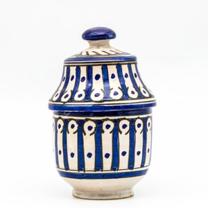 Vintage moroccan Pottery Pot/white and blue vase