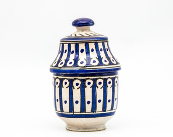 Vintage moroccan Pottery Pot/white and blue vase