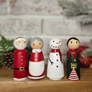 Hand-painted Christmas Peg Dolls