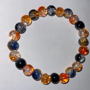 Halloween Crackled Glass Beads Stretch Bracelet.