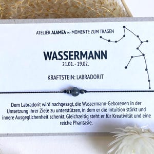 ASTROLOGIE WASSERMANN • Edelstein Armband • Labradorit • Hämatit • Perle • 925er Silber • Sternzeichen Glücksbringer afbeelding 1