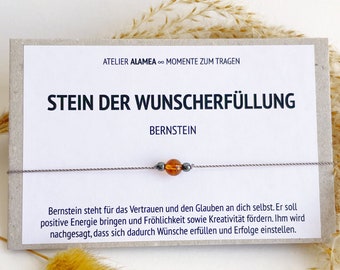 Bernstein Armband Wunscharmband Wunscherfüllung Geburtstagsgeschenk Manifestationshilfe Glücksbringer Glücksarmband Herzenswunsch Erfüllung