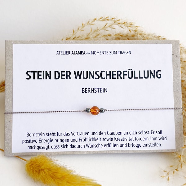 Bernstein Armband Wunscharmband Wunscherfüllung Geburtstagsgeschenk Manifestationshilfe Glücksbringer Glücksarmband Herzenswunsch Erfüllung