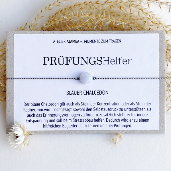 Pulsera de piedras preciosas para concentración, aprendizaje, atención, ayuda para exámenes, examen final, regalo, estímulo, ansiedad por exámenes, talismán, piedra de la suerte