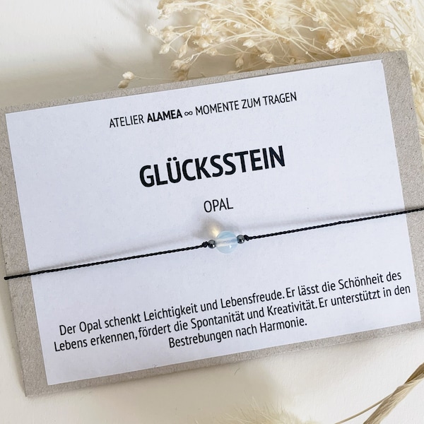 Glücksarmband mit Opal Edelstein Wunscharmband Schutzarmband Schmuck Talisman Glücksbringer