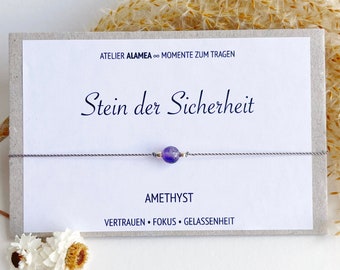 Sicherheit Geschenk Amethyst Kraftstein Wunscharmband Stärkung Schutz Glück Talisman Kraftarmband Mutmacher Glücksarmband Heilstein Armband