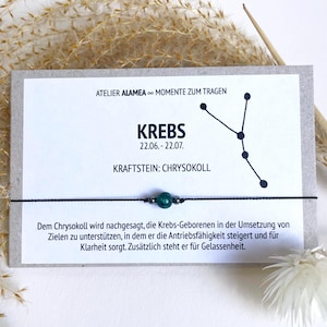 ASTROLOGY CANCER • Gemstone Bracelet • Chrysocolla • Hematite • Pearl • 925 Sterling Silver • Zodiac Lucky Charm image 1