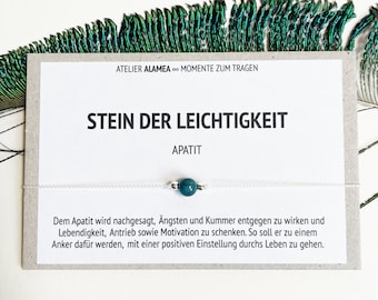 Glücksstein Heilstein Armband Kraftarmband Schutzstein Gesundheit Edelstein Schmuck Apatit Mutmacher Mental Health Depression Geschenk