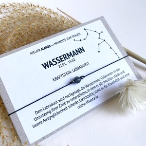 ASTROLOGIE WASSERMANN • Edelstein Armband • Labradorit • Hämatit • Perle • 925er Silber • Sternzeichen Glücksbringer afbeelding 2