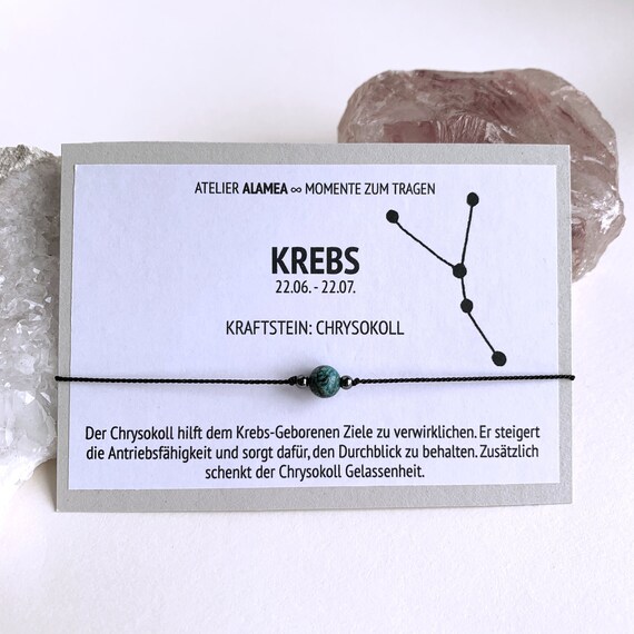 Sternzeichen Krebs Geschenk Wunscharmband Glücksarmband Chrysokoll Wishbracelet Armband Freundschaftsarmband Geschenkidee Astro Schmuck
