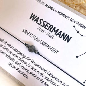 ASTROLOGIE WASSERMANN • Edelstein Armband • Labradorit • Hämatit • Perle • 925er Silber • Sternzeichen Glücksbringer afbeelding 5