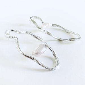 Earrings pearl earrings silver jewelry handmade in Germany 925 sterling silver statement earrings baroque pearl Eyecatcher