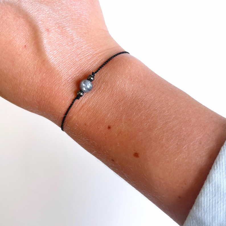 ASTROLOGIE WASSERMANN • Edelstein Armband • Labradorit • Hämatit • Perle • 925er Silber • Sternzeichen Glücksbringer afbeelding 3