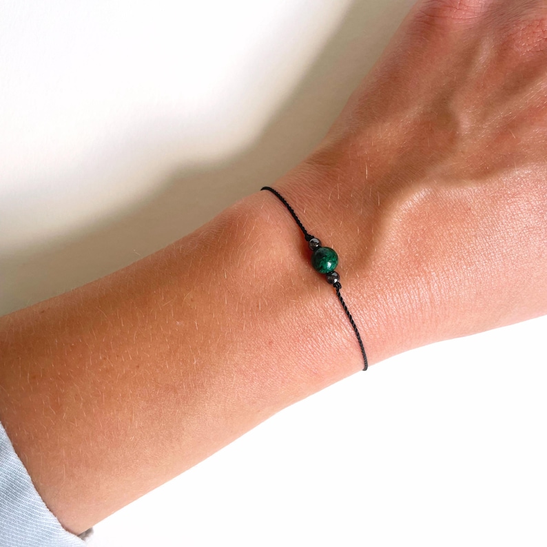 ASTROLOGY CANCER • Gemstone Bracelet • Chrysocolla • Hematite • Pearl • 925 Sterling Silver • Zodiac Lucky Charm image 4