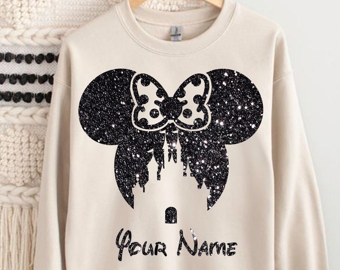 Custom Minnie Decals With Name, Minnie Iron On, Cartoon Castle Decals, Foil Stickers, Laptop