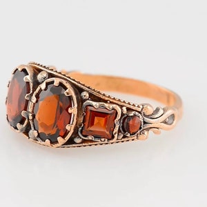14K roségouden ring met een echte granaatsteen, door mijzelf handgemaakt, gratis verzending exprespost.