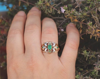 Anello con smeraldo / Anello di fidanzamento con smeraldo / Anello con smeraldo e diamanti / Anello con pietra portafortuna di maggio / Anello con smeraldo in oro / Anello di fidanzamento con smeraldo verde